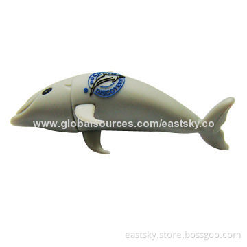 Custom Dolphin-shaped USB Drive, Made of Soft PVC Material, OEM Orders are WelcomeNew